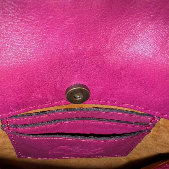 PATRICIA NASH - Karisa Raspberry Dark Pink Leather Flap Crossbody Purse - Picture 8 of 12